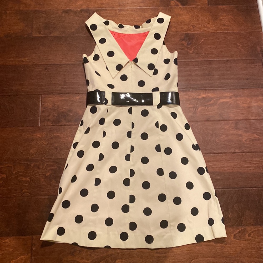 Eliza J Polka Dot Dress with Belt and Pockets - Picture 3 of 4